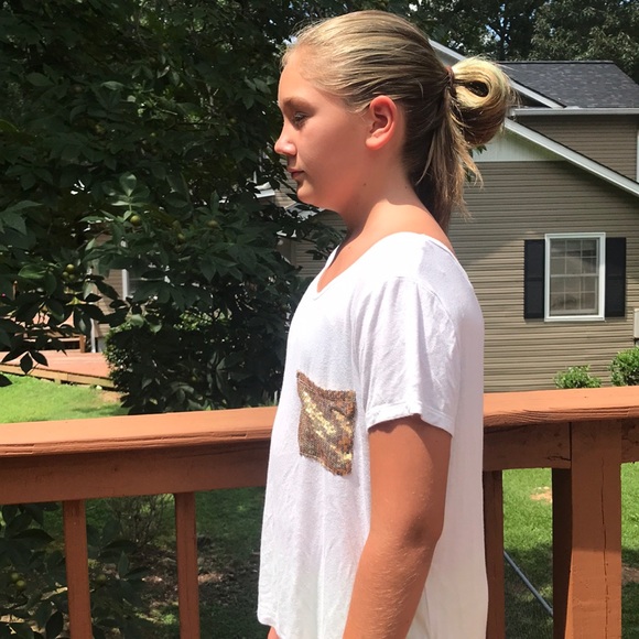 High Low trendy with tee with gold gleam pocket - Picture 4 of 6